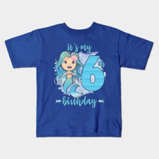 6th Birthday It´s My 6th Birthday Cute Mermaid Girls Kids T-Shirt